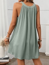 abordables Vestido blanco-Mujer Mini vestido Vestido informal Vestido de verano Elegante Moda Moderno Exterior Vacaciones Noche Ajuste regular Plano Sin Mangas Cuello halter Negro Blanco Verde Claro Rosa Verano Primavera