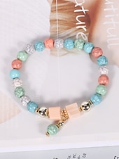 levne Dovolená příslušenství-Dámské vícebarevné korálkové náramky z pryskyřice a slitiny v bohémském stylu, moderní a zářivý vzhled, ideální na dovolenou i pro běžné nošení.