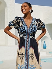  Sommernacht-Maxikleid aus Palmen, leinenartig