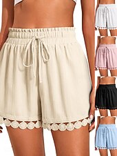 abordables Bermuda-Femmes Chinos Shorts Shorts d'été Vacances Mode Streetwear Court Taille haute Uni Cordon de serrage Dentelle Taille Élastique Confort Respirabilité Confortable Non Elastique Micro-Élastique Quotidien