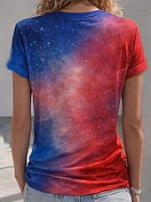  Giorno dell'Indipendenza Americana Per donna Maglietta Stampato Grafico Bandiera Lettera Elegante Classico Casual Manica Corta Girocollo Top Regolari Quotidiano Blu Estate Primavera