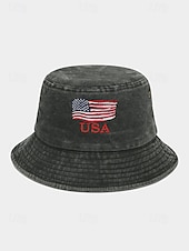 economico Accessori-Cappello a secchiello in cotone maschile dell'anniversario dei 250 anni degli Stati Uniti ricamo con bandiera USA disponibile in più colori perfetto per il Giorno dell'Indipendenza gli Stati Uniti e