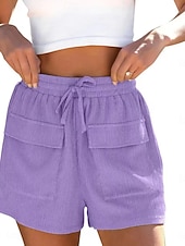 economico Pantaloncini sportivi-Per donna Pantaloni da tuta Chinos Shorts Vacanza Moda Streetwear Corto Vita Alta Semplice Tasca Fascia Elastica Comodo Comodità Morbido Elasticizzato All'aperto Streetwear Nero Bianco Viola chiaro