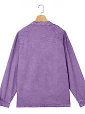 cheap Basic T shirts-Men's T Shirt Henley Shirt 100% Cotton Acid Wash Shirt Tee Top Long Sleeve Plain Vintage Streetwear Casual Washed Raglan Sleeves Stand Collar Henley Casual Home Street Spring Fall Fall &amp; Winter Black