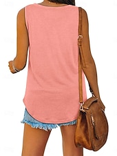 preiswerte Einfacher Tank-Damen Bluse Einfach Aktiv Vintage Ärmellos V Ausschnitt Lange Oberteile Täglich Ferien Ausgehen Blau Schwarz Weiß Gelb Hellgrün Sommer Frühling