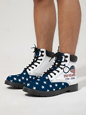 economico Scarpe da uomo-stivali da combattimento patriottici da uomo per il 250° anniversario degli Stati Uniti - stivali con stampa a stella e design a bandiera per parate, 4 luglio, festival e celebrazioni patriottiche
