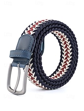Недорогие Мужские ремни-Мужской эластичный плетеный пояс, полиэстер, различные цвета, идеально подходит для отдыха и повседневной носки.