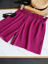 Χαμηλού Κόστους Σορτς βερμούδα-Γυναικεία Σορτς των Βερμούδων Σορτσάκια Καλοκαιρινό σορτς Σορτς παραλίας Διακοπές Μοντέρνα Κομψό στυλ street σύντομο Ψηλή Μέση Σκέτο Κορδόνι Τσέπη Ελαστική μέση Ικανότητα να αναπνέει Άνετο