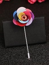 tanie Wesele ACC-Ręcznie wykonana męska broszka z motywem róży - elegancka butonierka z tkaniny poliestrowej na śluby, dodatki do garniturów pana młodego i drużbów, bale maturalne i imprezy - stylowa broszka z motywem kwiatowym w wielu kolorach