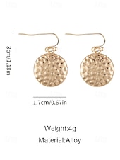 Χαμηλού Κόστους Γυναικείο Σκουλαρίκι-Γυναικεία μποέμ σκουλαρίκια με σφυρήλατο δίσκο, κρεμαστά σκουλαρίκια από ελαφρύ κράμα αλουμινίου, πολύχρωμα vintage chic κοσμήματα για γυναίκες, ιδανικά για καθημερινή χρήση, για διακοπές, παραλία και πάρτι