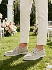 halpa Loafers-Miesten harmaat loaferit, hengittävä päällinen ja pehmustettu pohja, tyylikkäät ja mukavat puutarhahäihin, virallisiin kokoontumisiin ja elegantteihin juhliin