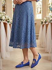 tanie Matka panny młodej/pana młodego-damskie niebieskie haftowane płaskie buty ślubne - eleganckie płaskie buty dla matki panny młodej na ślub kościelny
