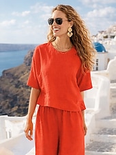 preiswerte Luxus Ko-ord Sets-Damen Onesie Sets Sexy Lässig Komfort Einfarbig Täglich Heim Rot orange Marineblau Schwarz Weiß Dunkelgrün Frühling Herbst