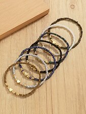 preiswerte Damenarmband-Boho-Armbandset für Damen, farbenfrohe Stretcharmbänder aus Kunstharz mit Herzanhänger, mehrfarbiger, stapelbarer Schmuck für Damen, perfekt für Alltag, Urlaub, Strand und Partys