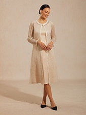 お買い得  花柄のブラウス-女性用 ジャケット スパンコール レース メッシュ エレガント 日常 レディース 長袖 クルーネック 日常 結婚式のゲスト シャンパン 夏 春 秋