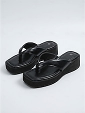 preiswerte Frauen-Weiße Plateau-Flip-Flops für Damen – bequeme, klobige Keilsandalen für den Poolbereich in Luxusresorts und tropische Urlaube &amp;Sommerurlaub am Strand