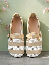 economico Ballerine da donna-Scarpe Mary Jane da donna larghe e traspiranti in maglia color cachi - scarpe casual leggere e comode, con cinturino regolabile per camminare, viaggiare, lavorare, fare shopping, andare in vacanza