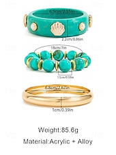 abordables Accesorios de vacaciones-Conjunto de pulsera de aleación acrílica para mujer, brazalete de moda multicolor y joyería apilable con cuentas, accesorios de muñeca estilo bohemio informal para vacaciones, viajes a la playa, uso diario y ocasiones de ocio.