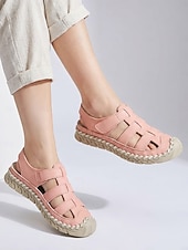 お買い得  女性-女性用オレンジのつま先閉じフィッシャーマンサンダル - ウォーキング、旅行、カジュアルな仕事の日、普段使いに最適な、手縫いの快適なスポーツサンダル