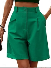 economico Fondi-Per donna Pantaloni effetto lino Chinos Shorts Pantaloncini Estivi Vacanza Moda Streetwear Corto Vita Alta Tinta unica Tasca Comodo Morbido Confortevole Micro-elastico All'aperto Streetwear Nero