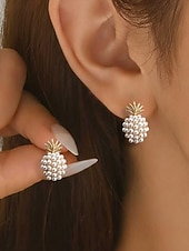 Χαμηλού Κόστους Γάμος ACC-Γυναικεία σκουλαρίκια με κρεμαστό κόσμημα από ψεύτικο μαργαριτάρι ανανά, κομψά τροπικά κοσμήματα, ντελικάτα νυφικά σκουλαρίκια vintage για γάμους, πάρτι, βραδινές εκδηλώσεις και ειδικές περιστάσεις