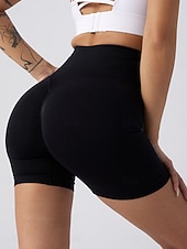 abordables Short de sport-Femmes Shorts Shorts d'été Leggings Mode Streetwear Basique Court Taille haute Uni Taille Élastique Respirabilité Confortable Haute Élasticité Quotidien Salle de sport Yoga Vert foncé Noir Vert