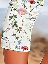 cheap Graphic Leggings-Women's Chinos Leggings Cropped Pants Vacation Vintage Streetwear Capris High Waist Floral Graphic Printing Comfort Soft Comfortable High Elasticity Daily Outdoor Vacation White Summer Spring Fall