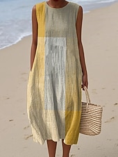 economico Abiti a Strisce e Geometrici-Per donna Abito Midi Abito a Tubino Vestito Estivo Abito a trapezio Vacanza Casual Boho Spiaggia Uscire Vestibilità comoda Grafico Geometrico Astratto Senza Maniche Girocollo Rosa Viola chiaro Zenzero