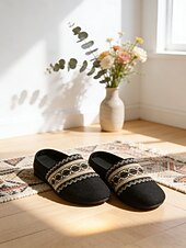 economico Zoccoli e pianelle da donna-muli ricamati bohémien arancioni da donna - slip-on etniche in tela di lino per picnic estivi, vacanze &amp;passeggiate in spiaggia