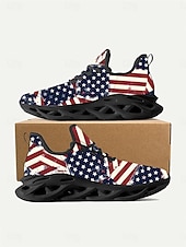  USA:s 250-årsjubileum Dam America atletiska sneakers - USA-flagga tryck lätta löparskor Dämpad sula patriotiska träningsskor för 4 juli firande parader