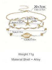 levne Dámský náramek-Dámské vícebarevné bohémské náramky na kotník z pryskyřice a slitiny, perleťový a mušlový design, ideální na dovolenou, běžné nošení.