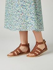 economico Sandali Piani-sandali casual bassi da donna con cinturino alla caviglia - morbidi sandali stile gladiatore in similpelle, suola ammortizzata leggera, comode scarpe estive da donna, da indossare tutti i giorni, per passeggiate, viaggi e feste in giardino