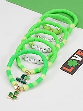ieftine Accesorii-Set de brățări cu mărgele pentru femei de Ziua Sfântului Patrick, brățări cu pandantive din rășină și aliaj, bijuterii cu litere irlandeze cu trifoi în mai multe stiluri, perfecte pentru parade de sărbători, petreceri și ținute festive