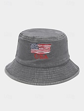 economico Accessori-Cappello a secchiello in cotone maschile dell'anniversario dei 250 anni degli Stati Uniti ricamo con bandiera USA disponibile in più colori perfetto per il Giorno dell'Indipendenza gli Stati Uniti e