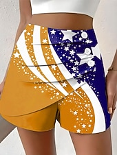  День независимости Патриотические женские шорты чиносы отпуск винтажные повседневные короткие с высокой талией графический флаг плиссированные неэластичные повседневные на улице отпуск красный