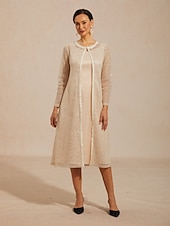 お買い得  花柄のブラウス-女性用 ジャケット スパンコール レース メッシュ エレガント 日常 レディース 長袖 クルーネック 日常 結婚式のゲスト シャンパン 夏 春 秋