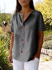 economico Bluse Semplici-Per donna Camicia Estiva Camicia casual Blusa Tinta unica Elegante Essenziale Casual Manica Corta Scollo a V Top Regolari Quotidiano All'aperto Ferie Blu Giallo Rosso Grigio Estate Primavera Autunno