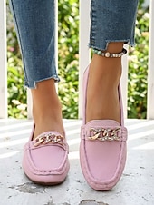 economico Slip-ons e mocassini da donna-Mocassino Rosso da Donna con Catena - Scarpe Slip-On Morbide e Confortevoli per Donna Stile Classico e Chic per Lavoro Ufficio Viaggi Giornaliero e Passeggiate in Città