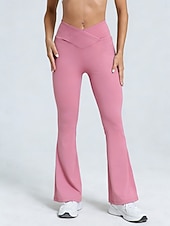 abordables Pantalon évasé pour femme-Femmes Pantalons Pantalon à pattes d'éléphant Pantalon décontracté Mode Streetwear Basique Longueur complète Taille haute Uni Avec Poches Taille Élastique Confort Haute Élasticité Quotidien Salle de