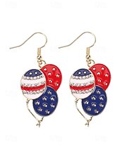 economico Accessori-Orecchini pendenti patriottici in lega per donne per il 250° anniversario degli Stati Uniti stili multipli della bandiera USA e cuori gioielli dichiarativi rossi bianchi e blu per feste e festival