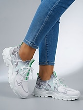 Χαμηλού Κόστους Γυναικεία Sneakers-Γυναικεία ελαφριά casual αθλητικά παπούτσια για περπάτημα με αναπνεύσιμο πλεκτό άνω μέρος - μοντέρνα αθλητικά άνετα παπούτσια με κορδόνια για καθημερινή χρήση, περπάτημα, ταξίδια, μετακινήσεις, βόλτες σε εξωτερικούς χώρους και casual fitness