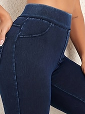 levne -Dámské Džíny Legíny Jeggings prázdniny Šik ven Na běžné nošení Plná délka Středně vysoký pas Bez vzoru Kapsy Elastický pas Pohodlný Vysoká pružnost Denní Domů Venkovní Námořnická modř Jaro Podzim