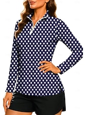 economico Camicia Donna-Per donna Geometrico A Pois A righe Top Maglietta Maglietta sportiva Polo da golf Manica Lunga Pois Righe Stampato UPF50+ Resistente ai Raggi UV Protezione UV Elastico Traspirante Pilates Pallavolo