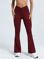 abordables Pantalon évasé pour femme-Femmes Pantalons Pantalon à pattes d'éléphant Pantalon décontracté Mode Streetwear Basique Longueur complète Taille haute Uni Avec Poches Taille Élastique Confort Haute Élasticité Quotidien Salle de
