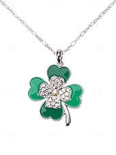 ieftine Accesorii-Colier pentru femei cu trifoi de Ziua Sfântului Patrick, pandantiv verde cu breloc din aliaj durabil, mai multe stiluri, inclusiv trifoi și potcoavă, bijuterii festive irlandeze pentru parade, petreceri și ținute de sărbătoare.