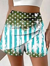 economico Pantaloni Giorno dell’Indipendenza-Festa dell'Indipendenza Shorts Chinos Patriottici da Donna Vacanza Vintage Casual Corti Alta Vita Pantaloni Grafica Bandiera Plissettati Sovrapposti Comodi Non Elasticizzati Quotidiani All'aperto