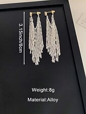 preiswerte Hochzeit ACC-Elegante, lange Quastenohrringe aus einer Legierung für Damen, funkelnder Statement-Ohrring für Hochzeiten, Abendveranstaltungen und festliche Anlässe.