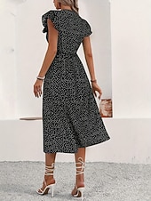 economico Abiti floreali-Per donna Abito Midi Abito a trapezio Vacanza Casual All'aperto Uscire Vestibilità aderente Floreale Grafico Manica Corta Scollo a V Nero Rosso Verde Estate Primavera
