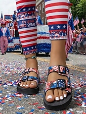 Χαμηλού Κόστους Γυναικεία παπούτσια-Η 250η Επέτειος των Ηνωμένων Πολιτειών Γυναικεία Σάνδαλα με Πολύχρωες Πεταλούδες και Ρυθμιζόμενο Μπuckle – Ζωντανά Καλοκαιρινά Σάνδαλα Slip-On για Παραλία Διακοπές και Casual Χρήση