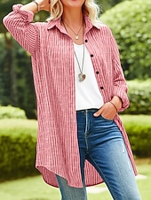 Χαμηλού Κόστους Απλές μπλούζες-Γυναικεία Casual πουκάμισο Πουκάμισο με κουμπιά Μπλούζα Κουμπιά Στάμπα Καρό Στυλάτο Βασικό Καθημερινό Μακρυμάνικο Απορρίπτω Μακριές μπλούζες Καθημερινά ΕΞΩΤΕΡΙΚΟΥ ΧΩΡΟΥ Αργίες